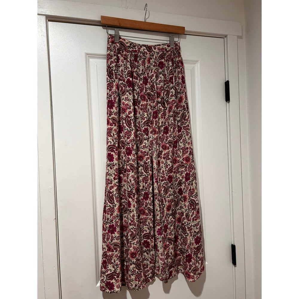 Patrons of Peace Cottagecore Dark Floral Renfair Boho Slit Maxi Skirt Womens XS